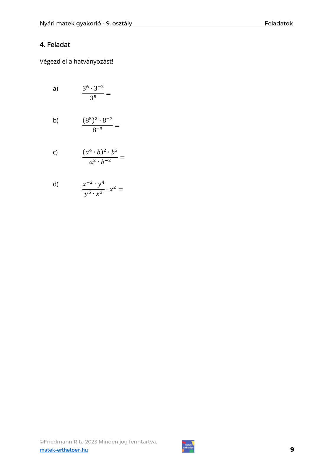 Nyári matek gyakorló - középiskola 9. osztály - E-book - Image 5