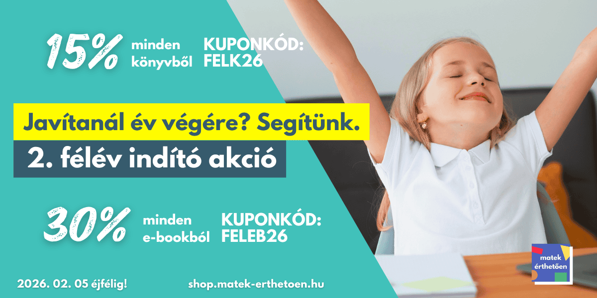 2. Félév Indító Matek Könyv Akció - 15% minden matek könyvből és 30% minden e-bookból